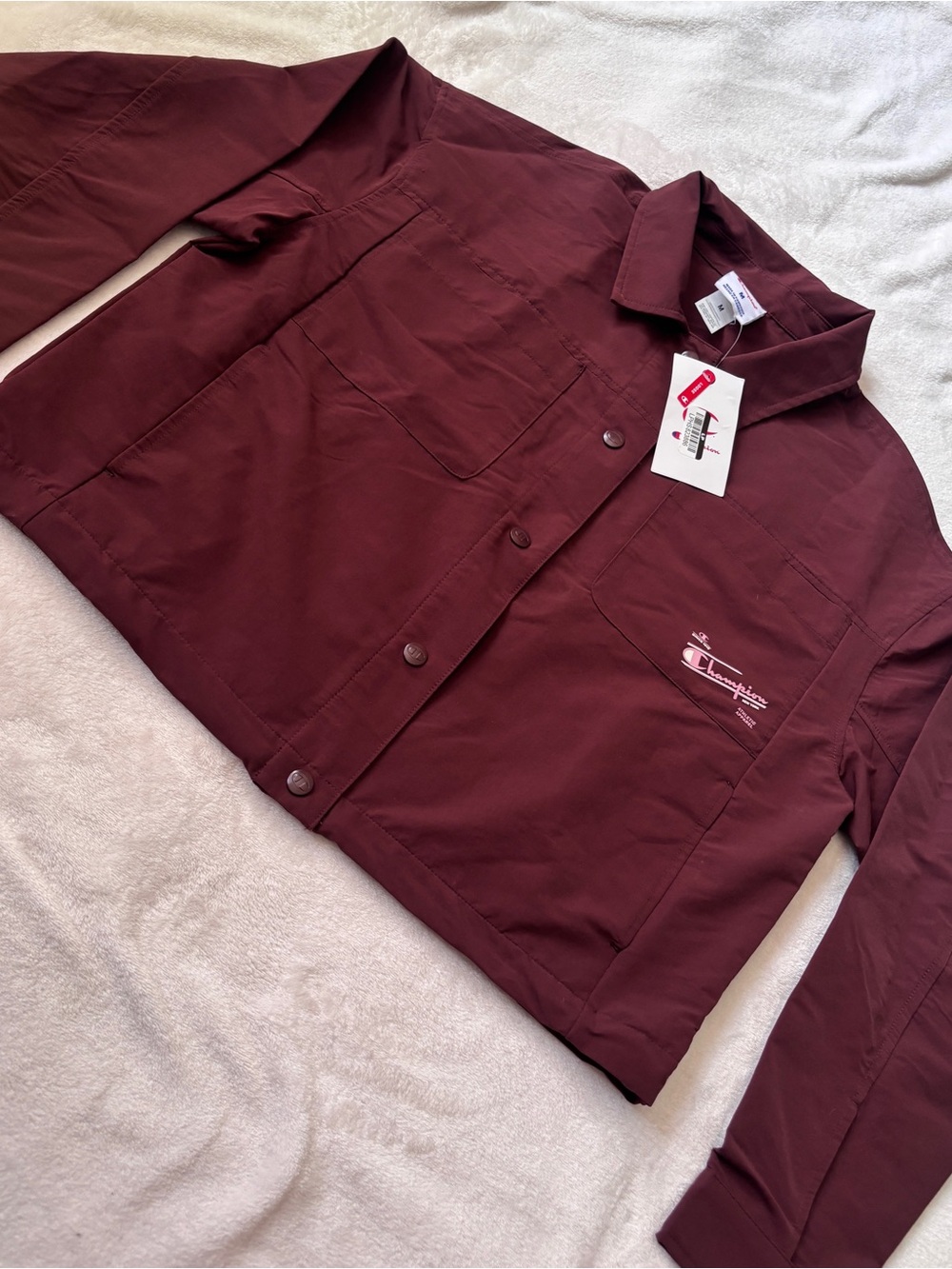 Champion NWT Coach Jacket Women’s Medium Burgundy Ruby Lightweight Utility New